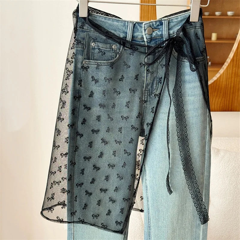 Women's Y2K Lace Layered Wrap Skirt