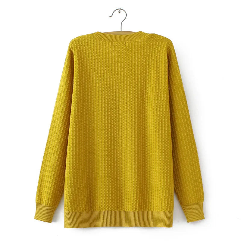 Women's Wavy Pattern V-Neck Sweater