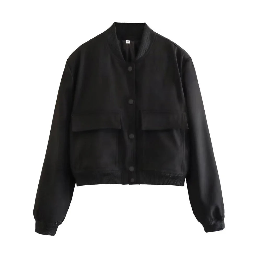 Women's Bomber Jacket with Pockets