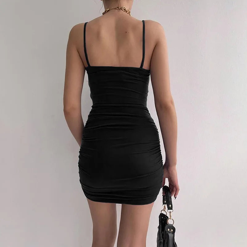 Spaghetti Strap Backless Bodycon Mini Dress