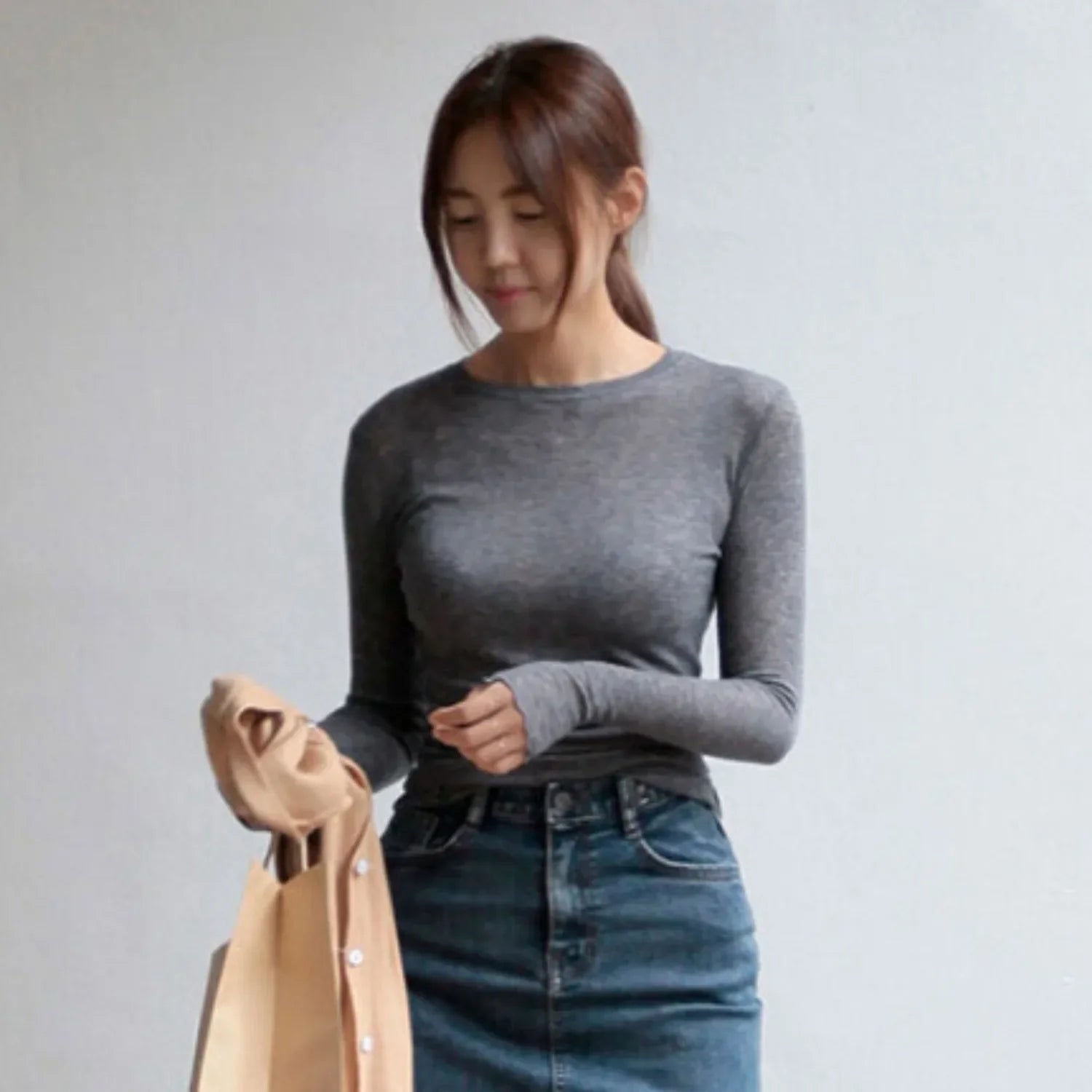 Sexy Sheer Long Sleeve Bodycon Tee