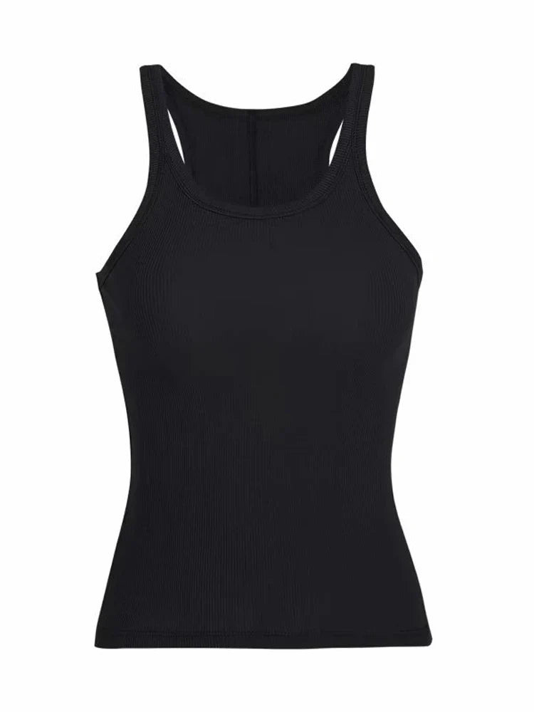 Solid Ribbed Knit Sleeveless Crop Tank Top