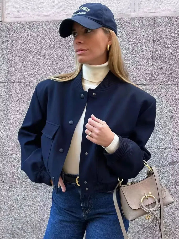 Women's Bomber Jacket with Pockets