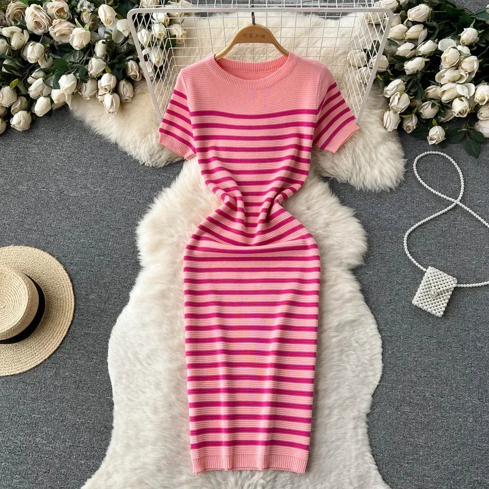Summer Striped Beach Knitted Dress