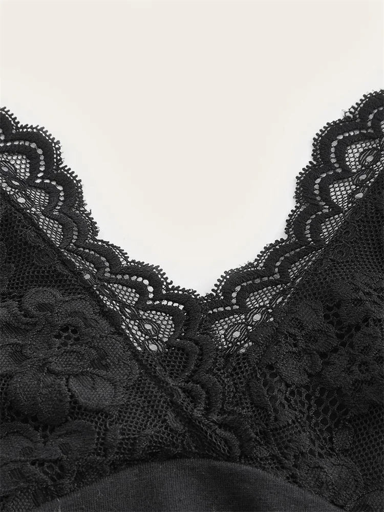 Women's Gothic Lace Patchwork Halter Top | Backless Ruched Tank | Y2K Streetwear