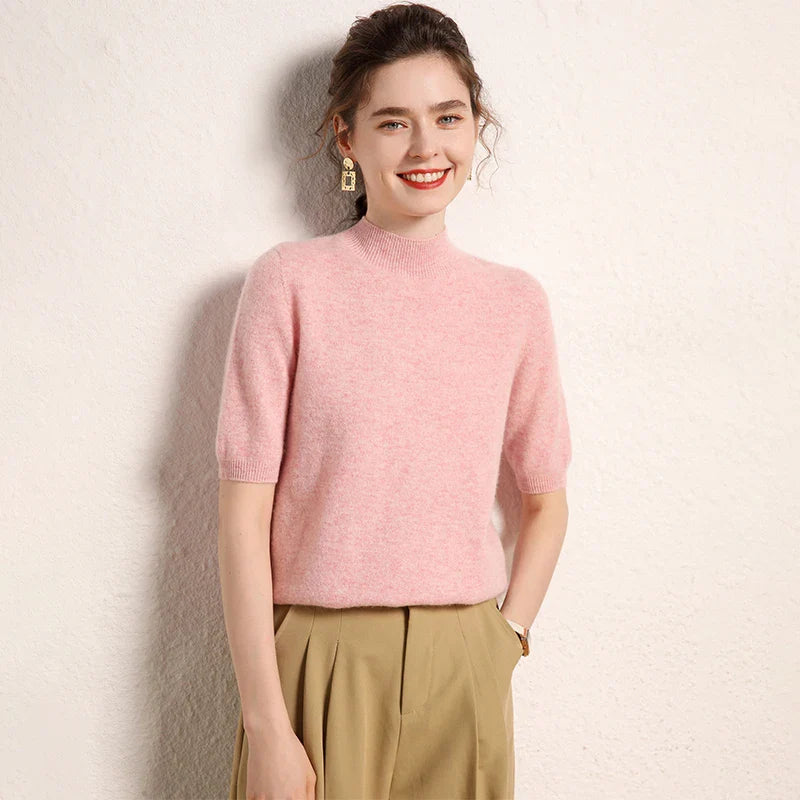 Women's 100% Cashmere Short-Sleeve Sweater