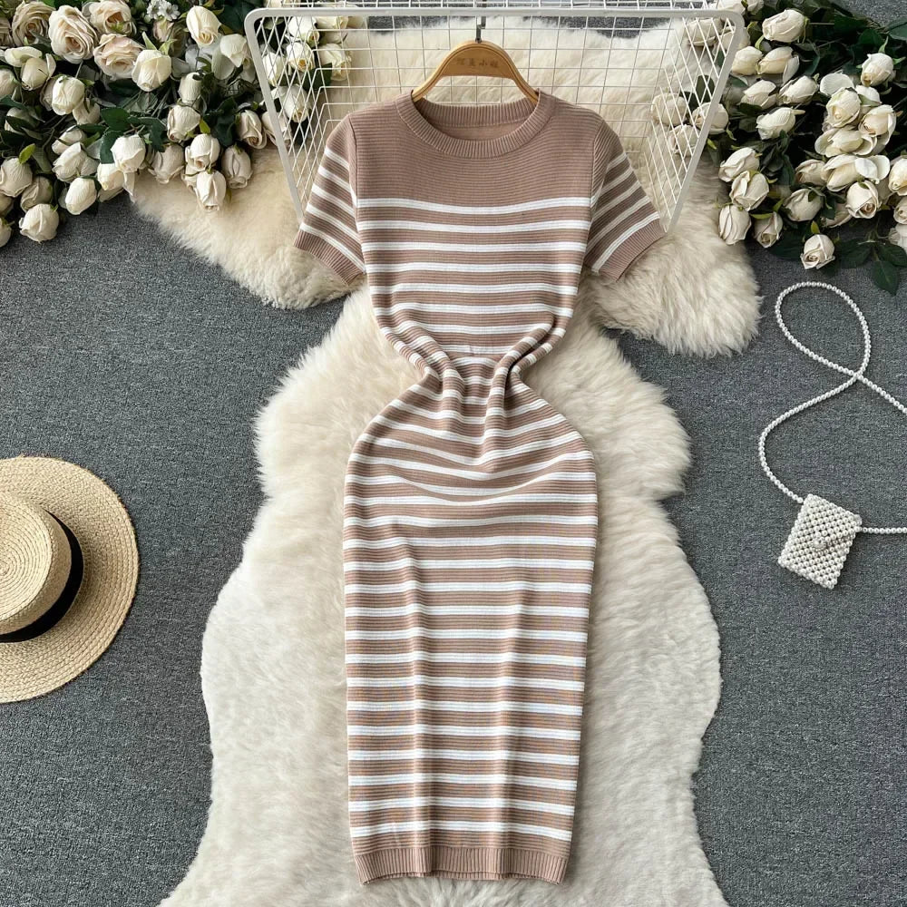 Summer Striped Beach Knitted Dress