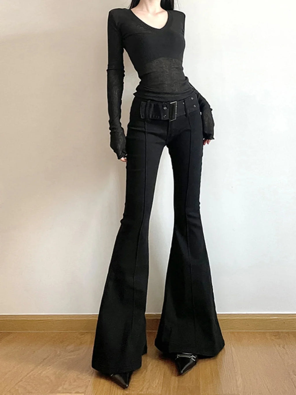 Y2K Flare Jeans Women High Waist Wide Leg Retro Streetwear Denim Pants
