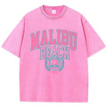 Malibu Beach Letter Print Washed Oversized Tee