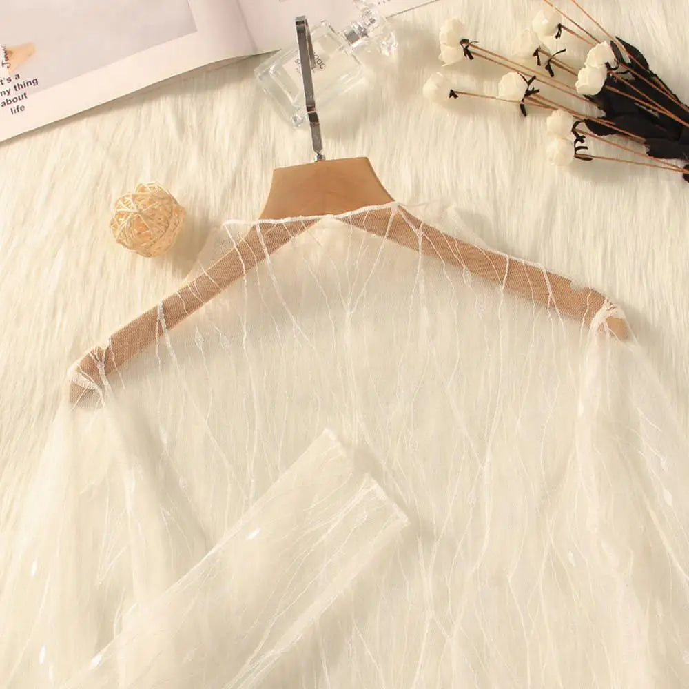Lace Mesh Turtleneck Top