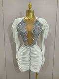 Women's Luxury Sparkly Crystal Velvet Mini Dress