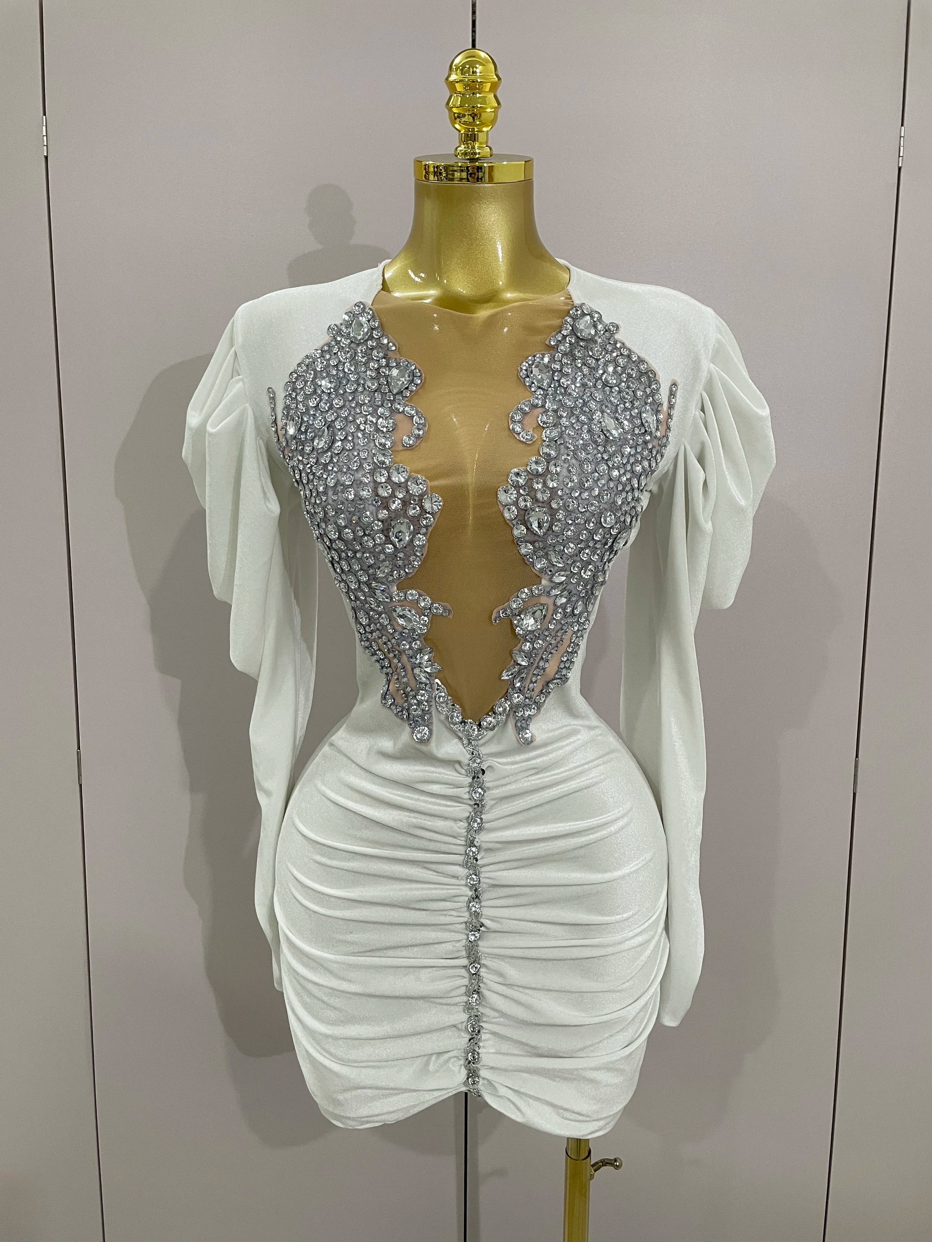 Women's Luxury Sparkly Crystal Velvet Mini Dress