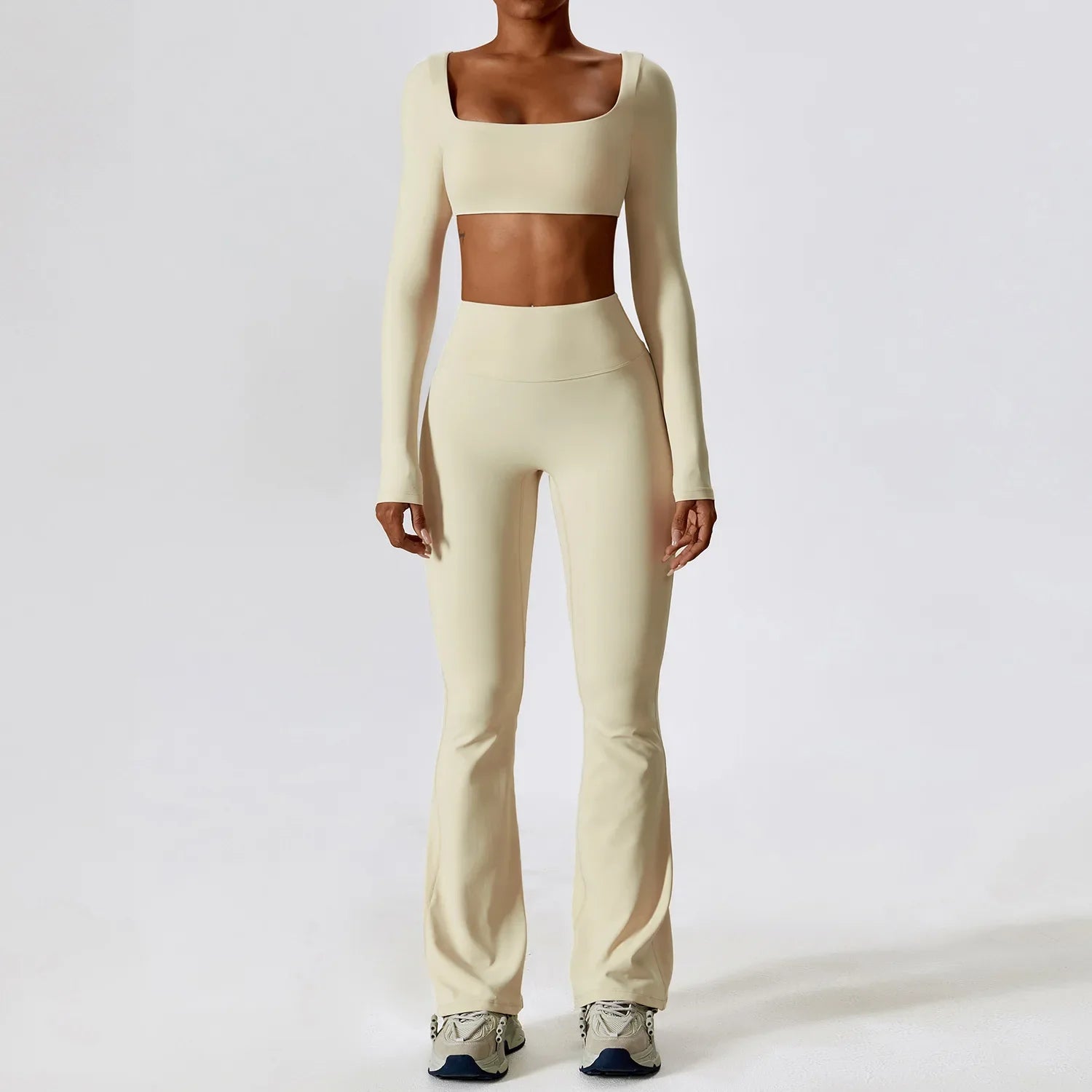 Seamless Yoga Set - Sports Bra, Crop Top & Leggings