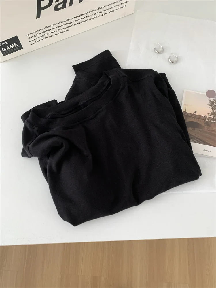 Silk Wool Blend Long Sleeve Top