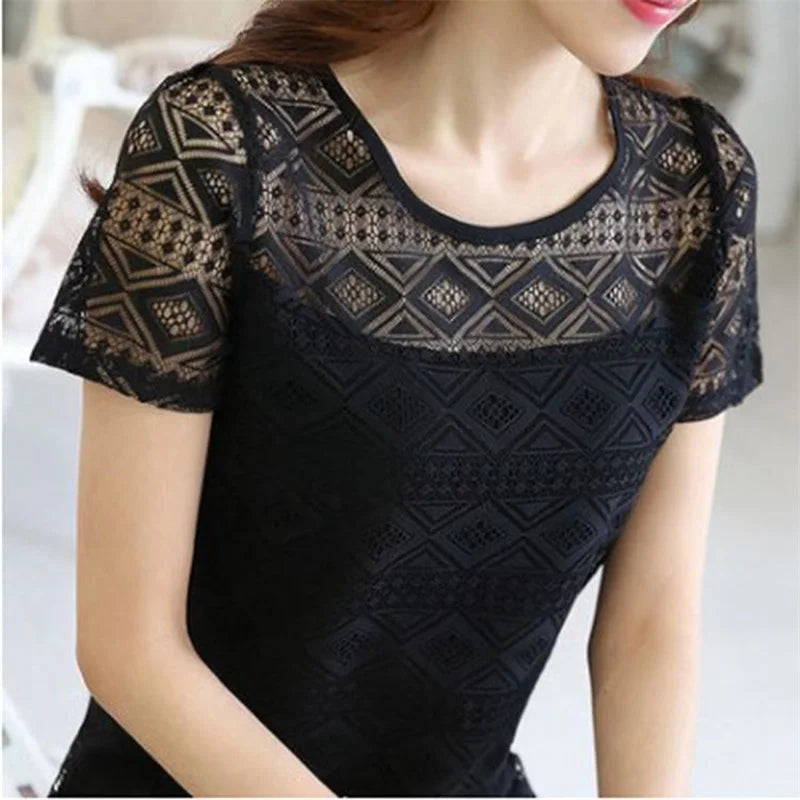 Women's Lace Crochet Chiffon Blouse