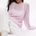 Women's Elegant Slash Neck Sweater - Loose Fit Pullover