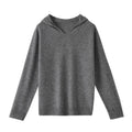Hooded Merino Wool Sweater Long Sleeve Loose Fit Pullover