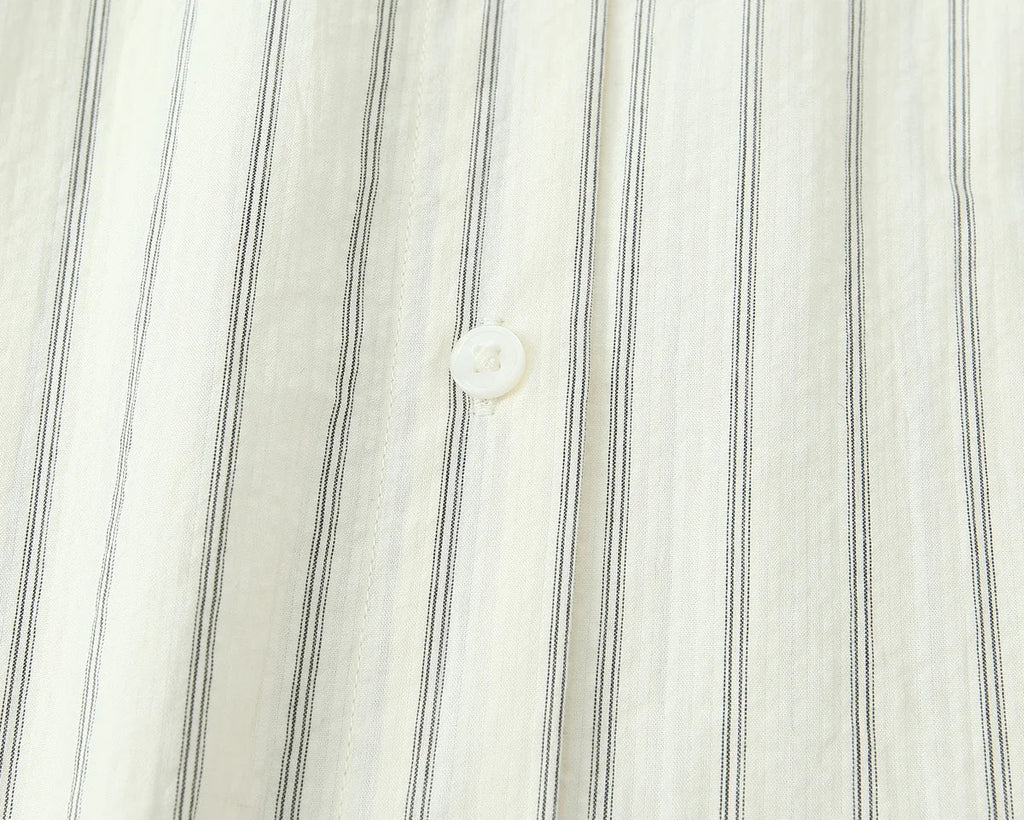 Striped Tie Lapel Long Sleeve Shirt | Women's Casual Loose Versatile Top