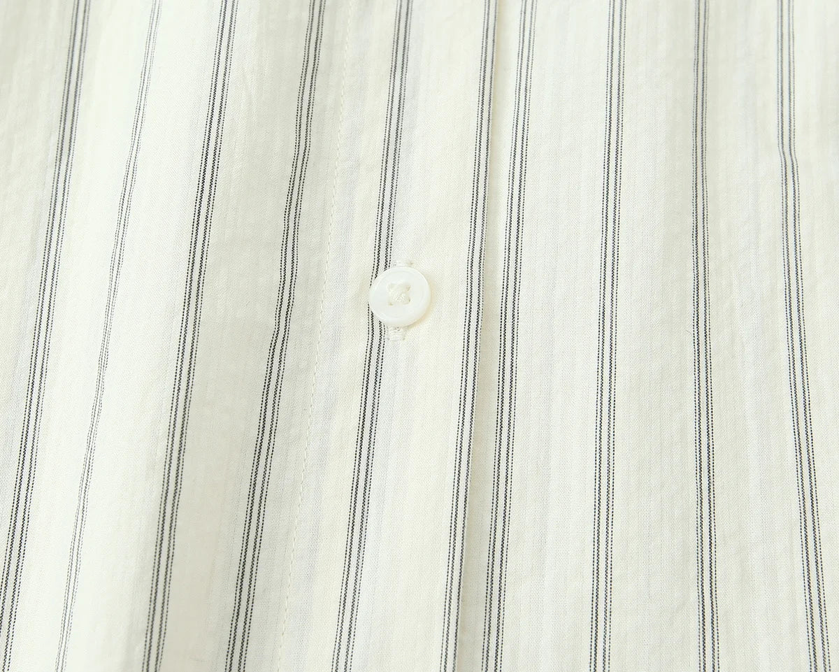 Striped Tie Lapel Long Sleeve Shirt | Women's Casual Loose Versatile Top