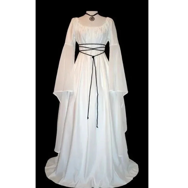 Square Collar Flare Sleeve Witch Maxi Dress