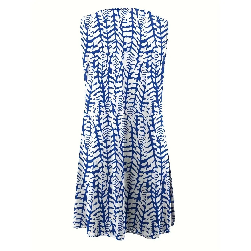 Women's Bohemian Print V-Neck Dress