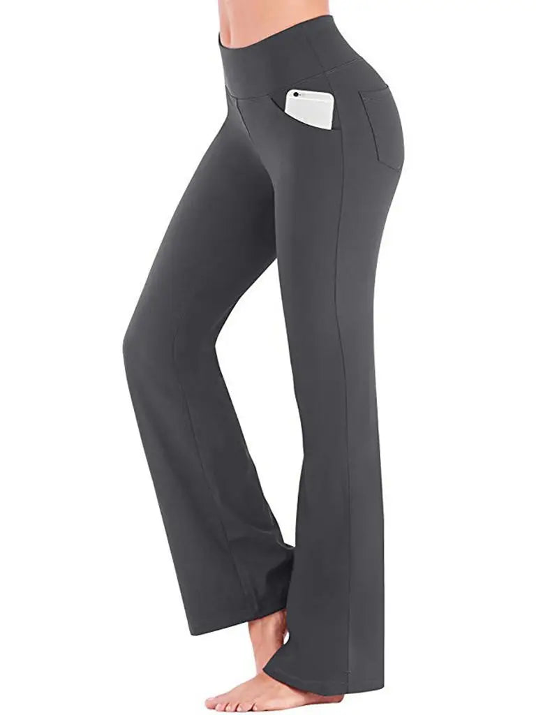 High Waist Wide Leg Pants Slim Fit Pockets Full Length Casual