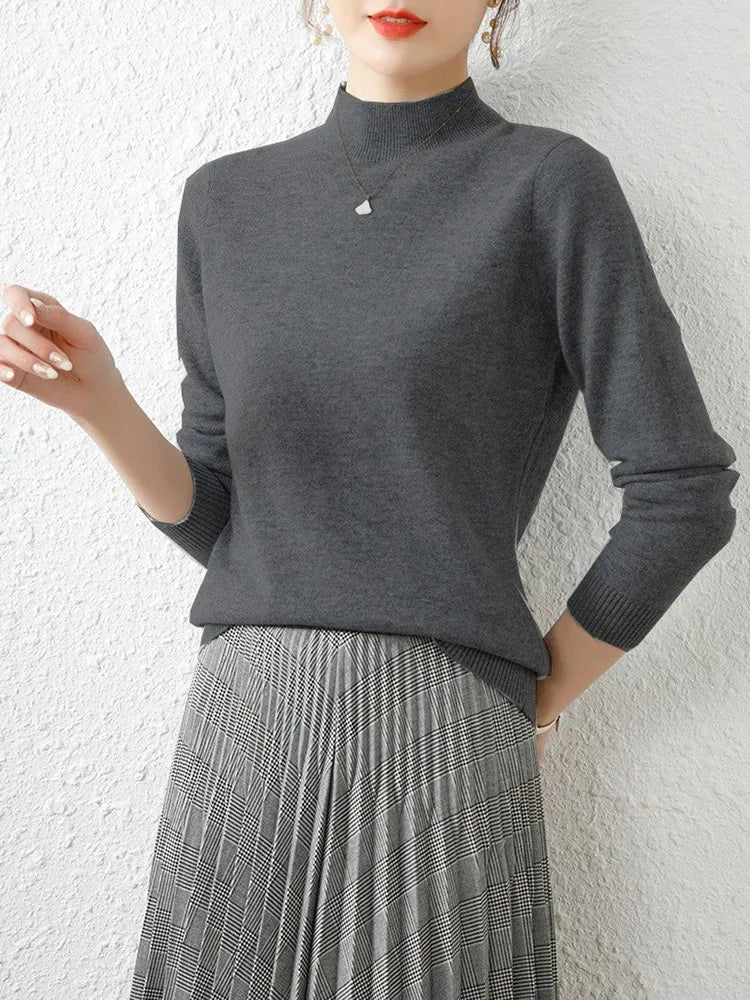 Turtleneck Knit Sweater Long Sleeve Regular Fit Pullover