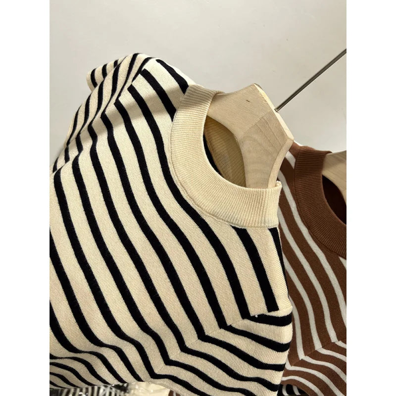 Striped Half-Turtleneck Sweater