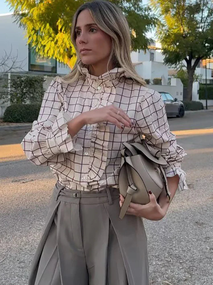 Casual Stand Collar Blouses for Party Female Elegant Tops Clothes