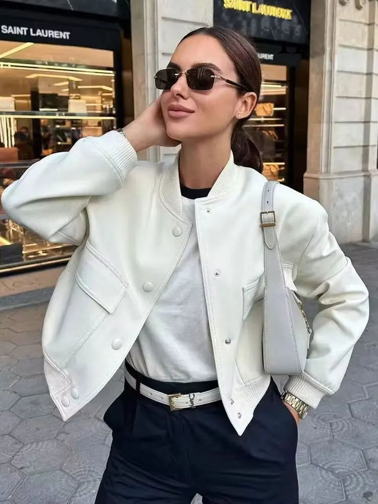 Women's Bomber Jacket with Pockets