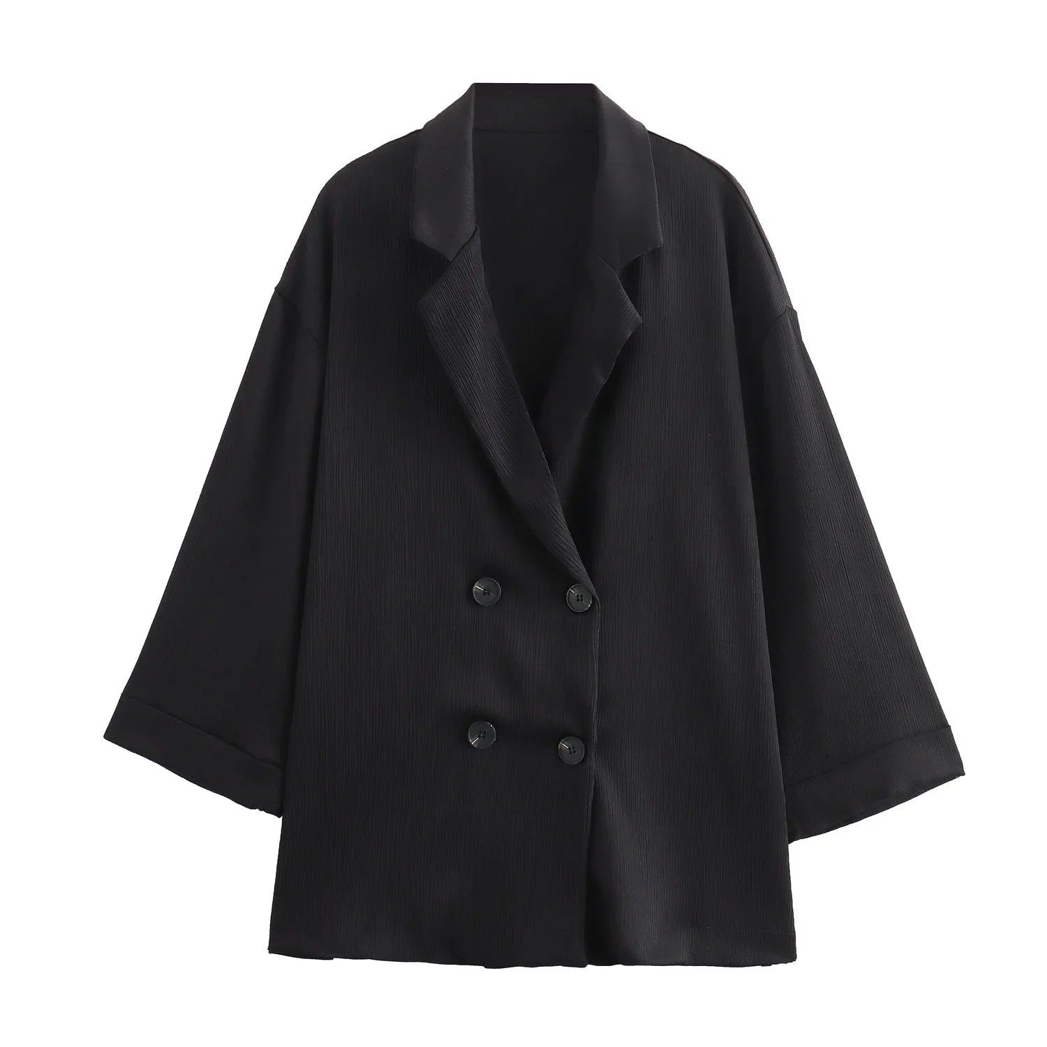 Turn-Down Collar Double-Breasted Blazer & Pants Set