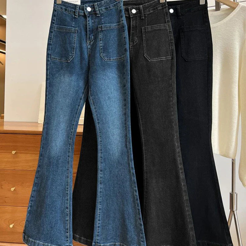 Women's High-Waist Loose Flare Denim Jeans