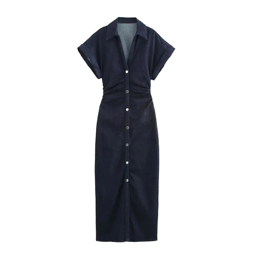 Denim Midi Shirt Dress