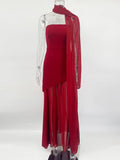 Strapless Mesh Maxi Dress Sleeveless Ribbon Patchwork Beach Vacation
