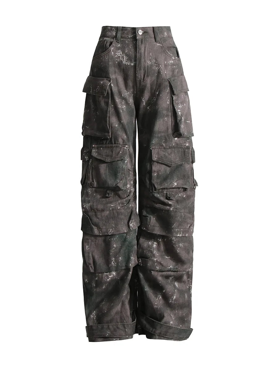 Women's Jeans - Multi-Pocket Cargo Denim Workwear Pants