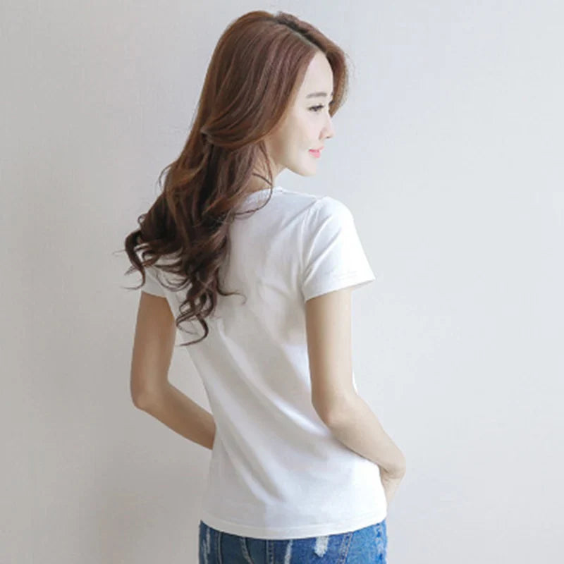 Women's Short Sleeve Solid Casual T-Shirt