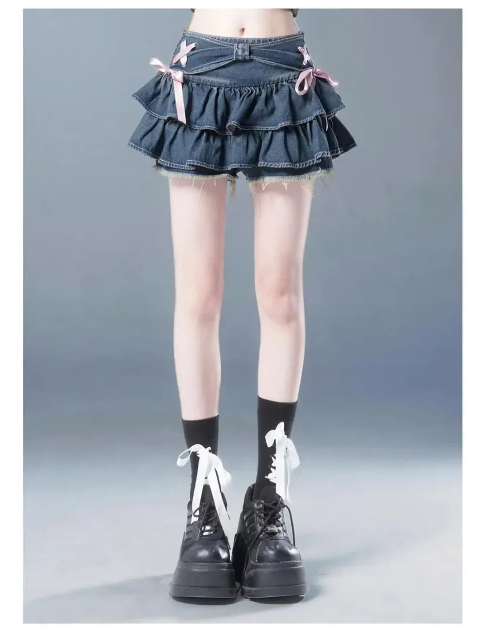 Women's Y2K Bow Denim Mini Skirt