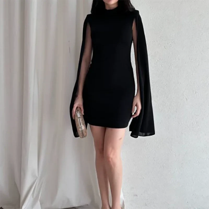 High Waist Velvet Cloak Sleeve Mini Dress | Women's Vintage Party Dress