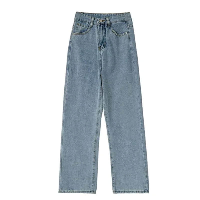 Mid Waist Loose Straight Wide-Leg Jeans