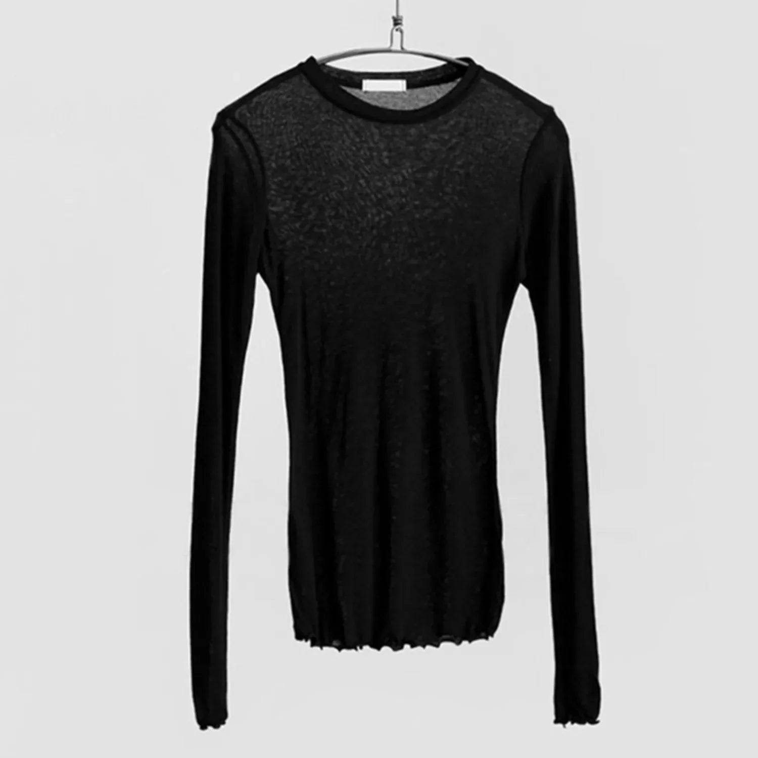 Sexy Sheer Long Sleeve Bodycon Tee