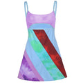 Women’s Casual Sweet Suspender A-line Dress Fashion Contrast Color U-neck Hollow Short Dress