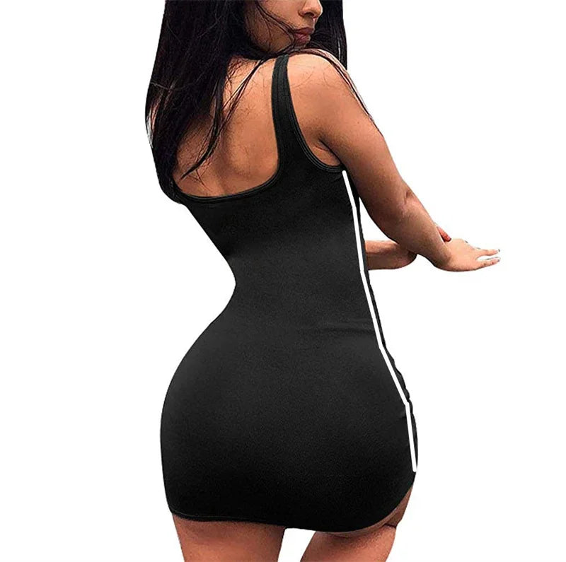 Sexy Striped Spaghetti Strap Mini Dress | Slim Fit Sheath Dress