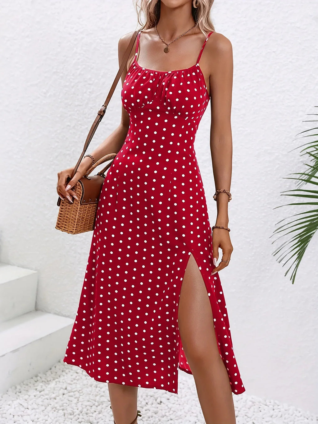 Floral Print Square Neck Spaghetti Strap Boho Dress