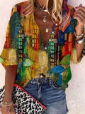 Women's Oil Painting Print Blouse