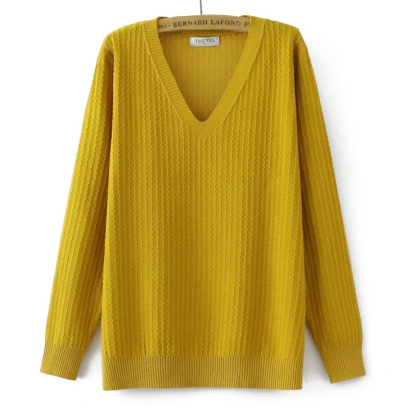Women's Wavy Pattern V-Neck Sweater