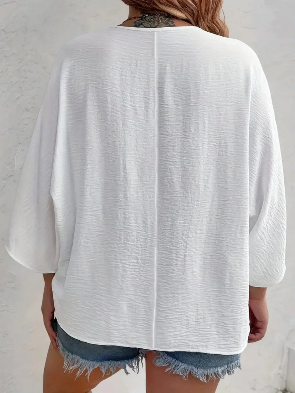Plus Size Women's V-Neck Long Sleeve Chiffon Blouse