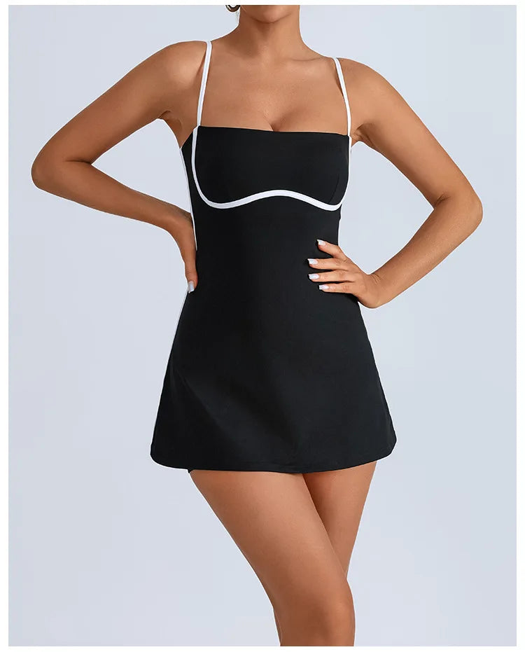 Tennis Golf Dress with Built-in Shorts & Chest Pad