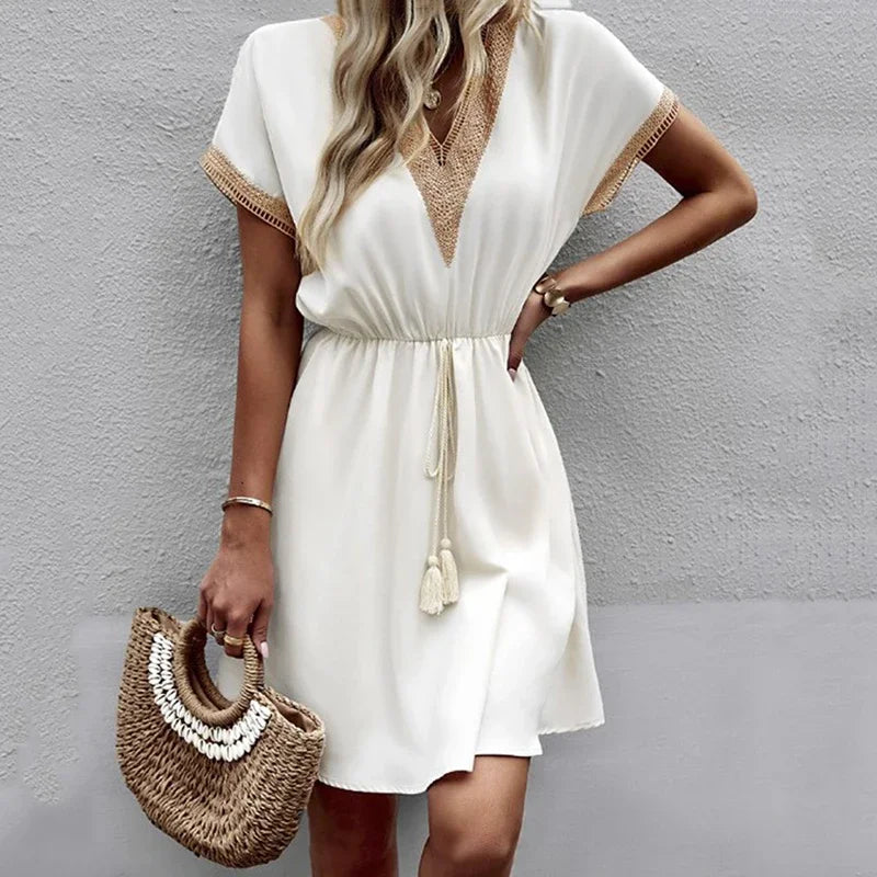 Women's Sweet Lace V-Neck Midi Dress