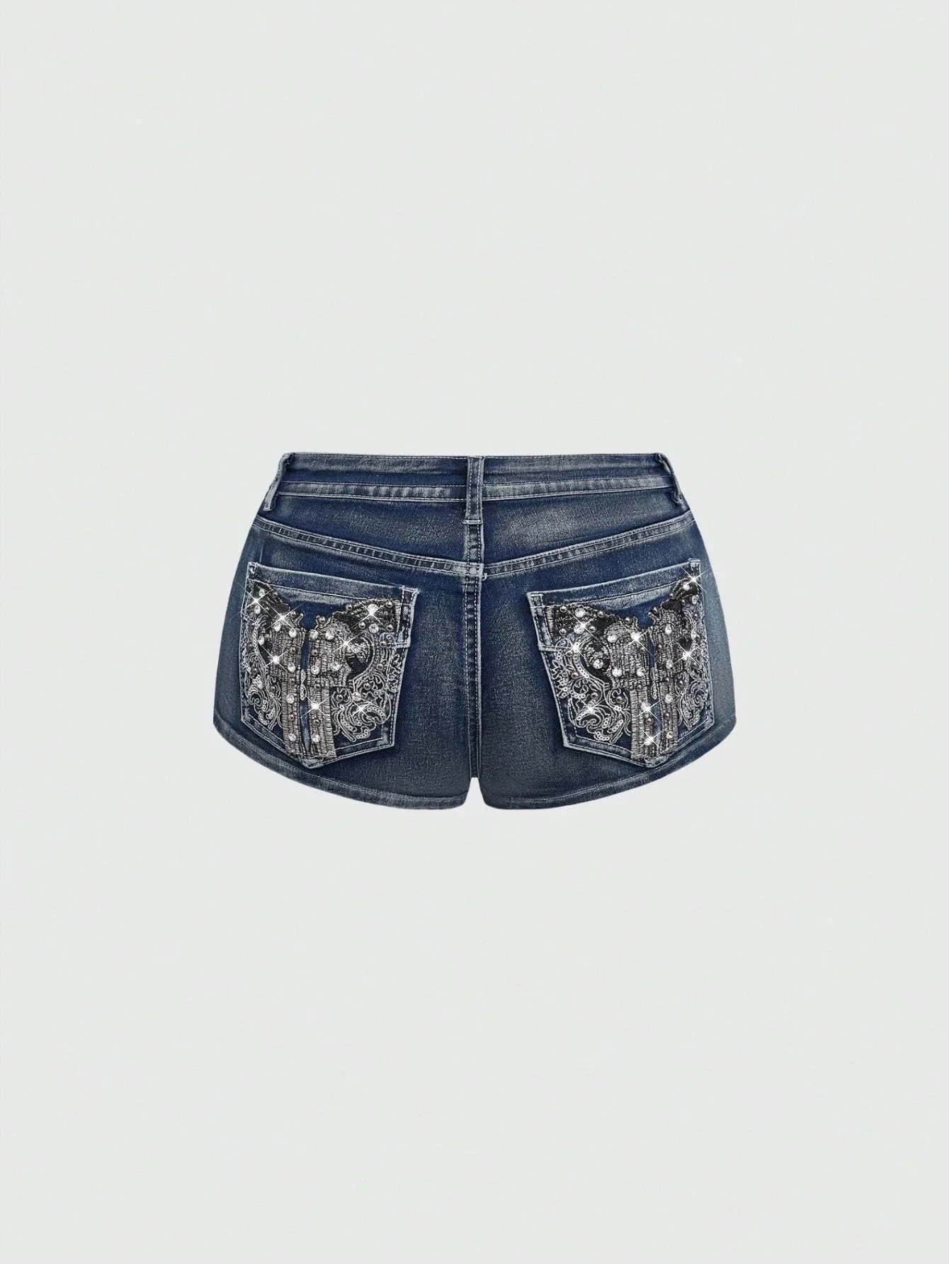 Y2K Embroidered Distressed Denim Shorts
