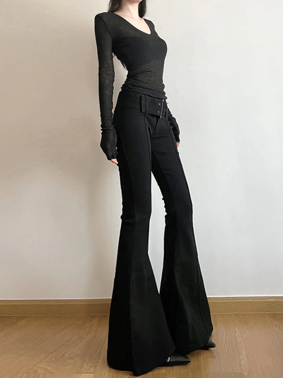 Y2K Flare Jeans Women High Waist Wide Leg Retro Streetwear Denim Pants